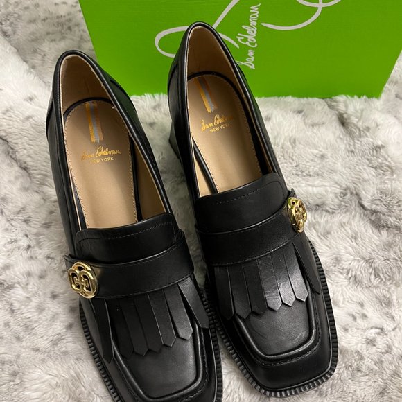 Sam Edelman Quinly Kiltie Block Heel Loafer in Bla MSRP$190 2024's Most Beloved - Picture 10 of 16